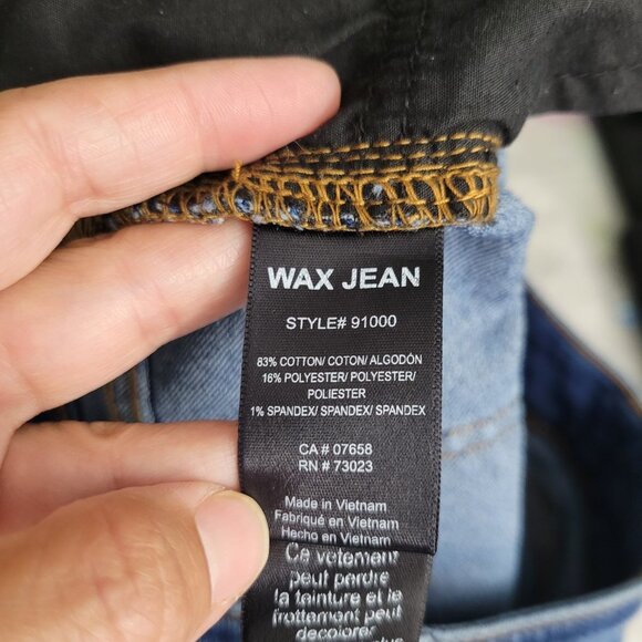 Wax Jean Mid Wash Sandblasted Whiskered Boot Cut Denim Jeans Stretch Size 0 - Picture 10 of 10